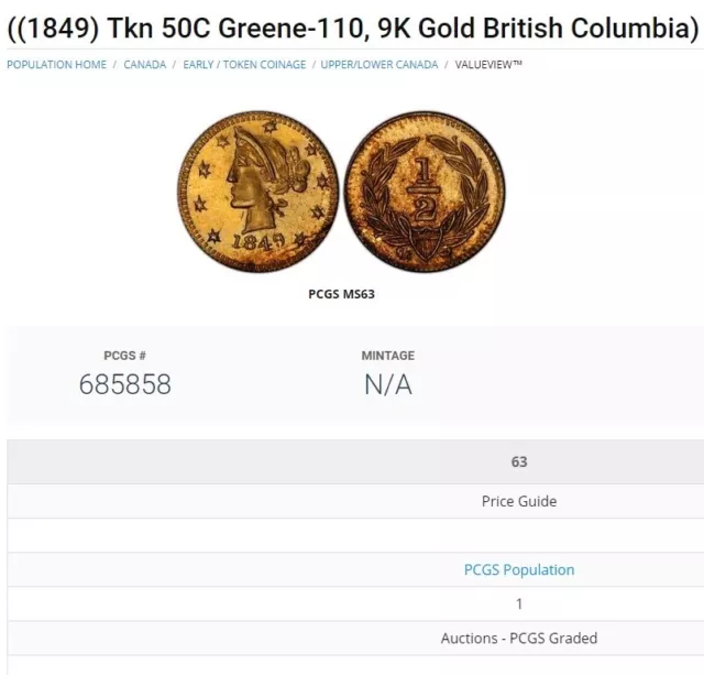 1849 G50C BC Gold / RG- 110 PCGS MS63 PCGS Plate Coin R7 CA6