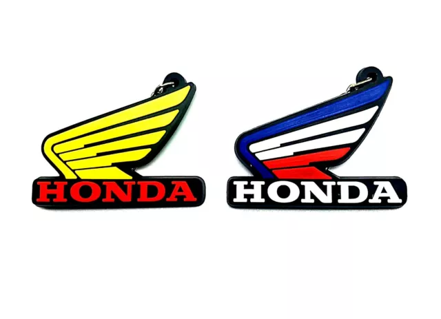 yellow Honda Wing Keychain Key Ring Rubber Motorcycle Collectables 2PCS New 2