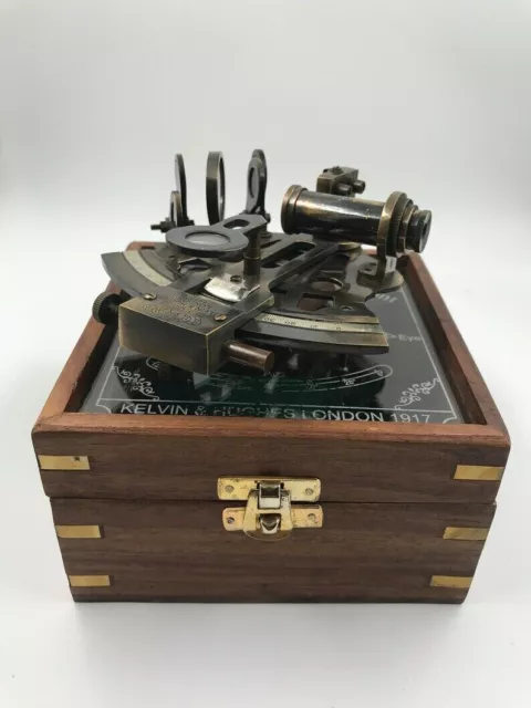 Sextant Instrument Echt Schwer Holzkiste Kelvin & Huges London 1917 Geschenk