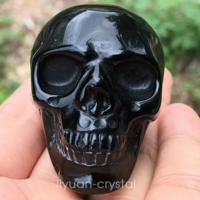 2''  Obsidian Quartz Crystal Skull Carved Skull Reiki Healing 1pc