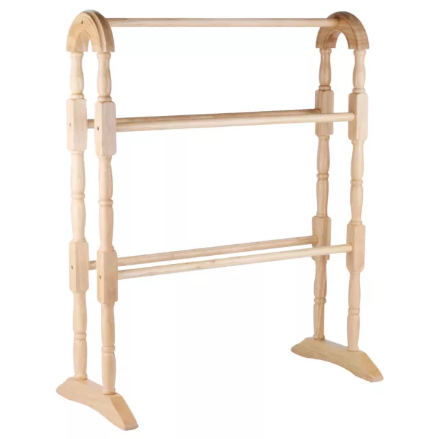 Natural Vintage Wooden Towel Holder Rail Bathroom Freestanding Multi Dry Rack