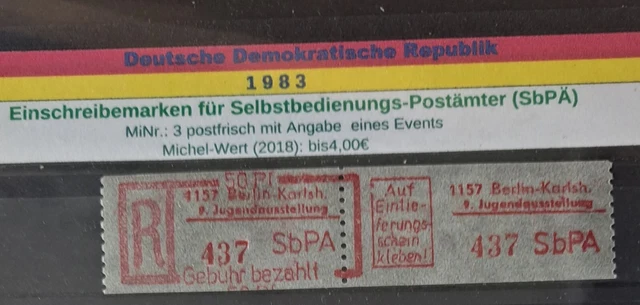 DDR 1968  MiNr: 3 Einschreibe-Gebührenzettel für SbPÄ