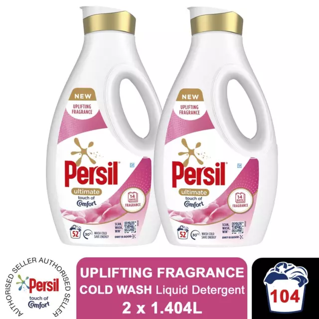 Persil Ultimate Washing Liquid Detergent Touch of Comfort 52 Washes 1.4L, 2 Pack