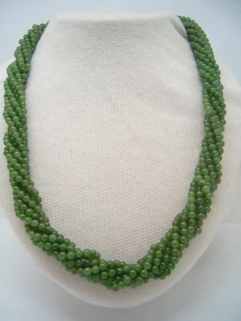 Collana Torchon in Giada Naturale Verde e Argento 925 - Girocollo Pietre Dure