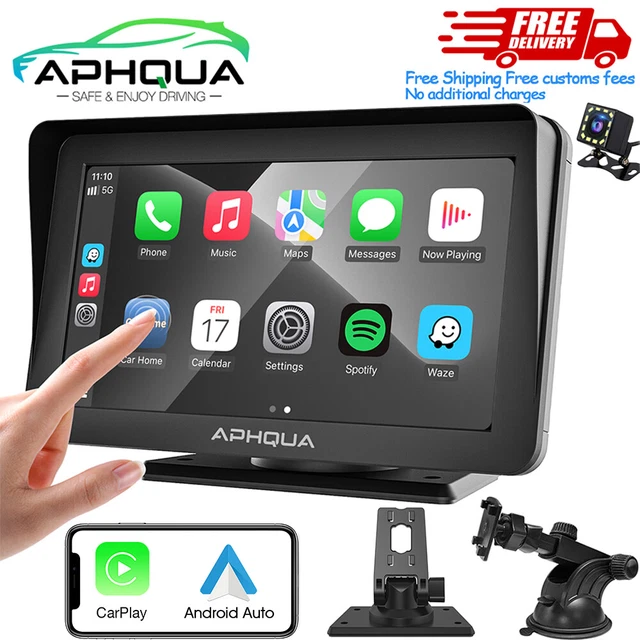Aphqua Autoradio 9 Pouces CarPlay & Android Auto Sans Fil - Écran Tactile Portable Bluetooth