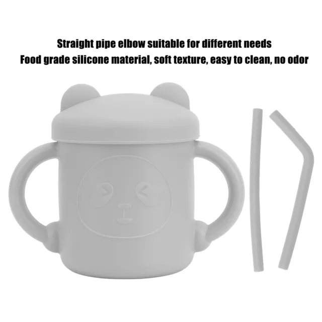 (Grey)Reusable Silicone Sippy Cup Sippy Cups Leak Proof Shatterproof Training
