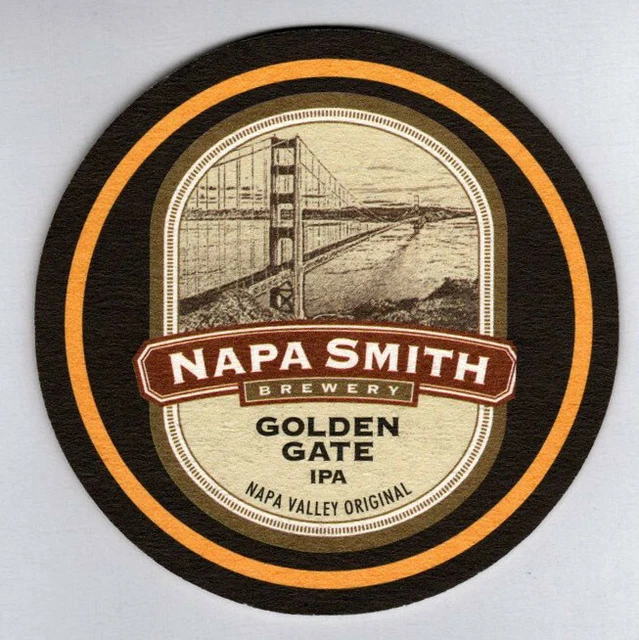 Beer Brewery Coaster    NAPA SMITH Brewery Golden Gate IPA ~*~ CALIFORNIA Bridge