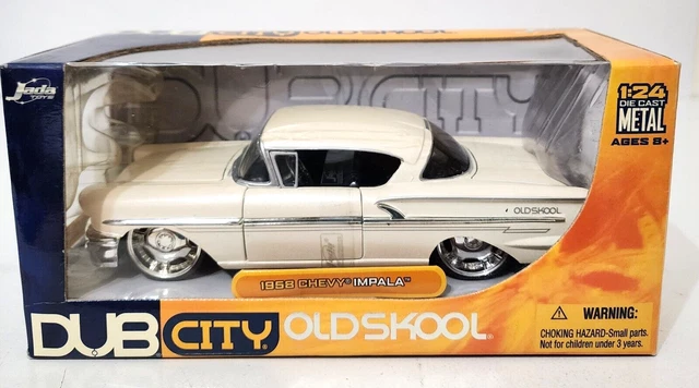 1958 CHEVY IMPALA Ivory White Dub City Old Skool Jada Toys 1 24
