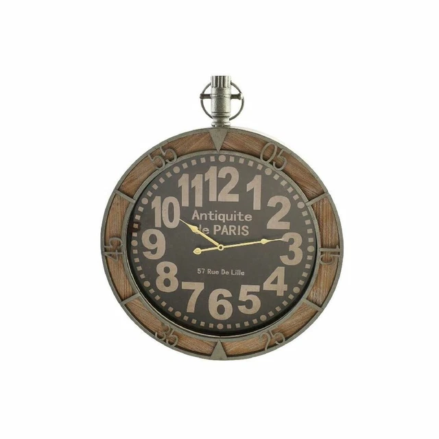 Horloge Murale DKD Home Decor Verre Noir Marron Fer Bois MDF [60 x 7 x 72 cm]