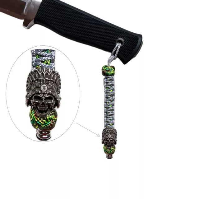 Warrior Head Metal Beads Paracord Knife Lanyard Strap String Handmade Sydney