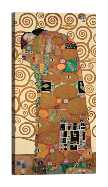 QUADRO GUSTAV KLIMT L'Abbraccio Stampa su tela Canvas effetto dipinto