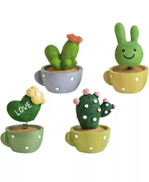 4PCS Miniature Potted Plants Resin Cake Topper Figurine Doll House Pretend Play