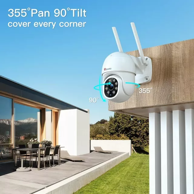 Ctronics PTZ Überwachungskamera Aussen, 1080P WLAN Outdoor Dome Kamera CT-380C 3