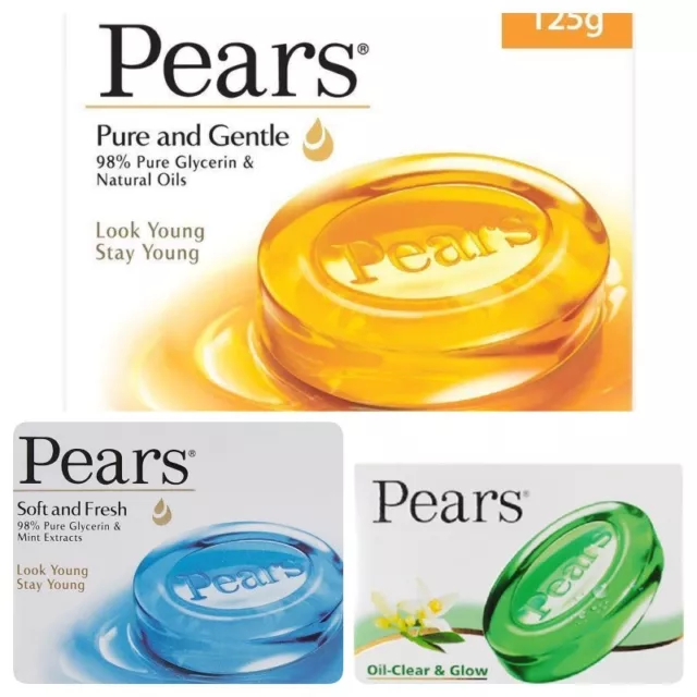 Pears Pure and Gentle, Soft & Fresh, Oil Clear & Glow Soap Bathing Bar 125 gm