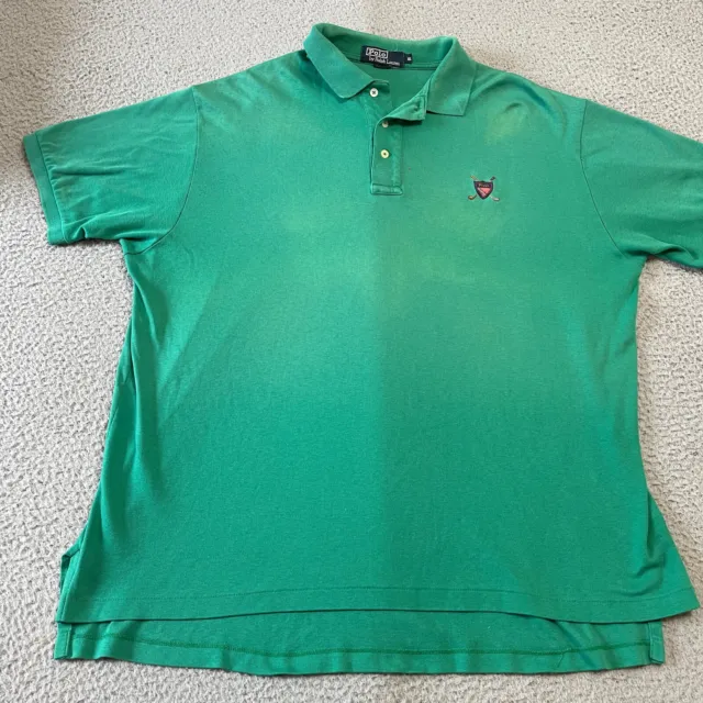VINTAGE Ralph Lauren Polo Shirt Mens Size XL Green Golf Short Sleeve Made in USA