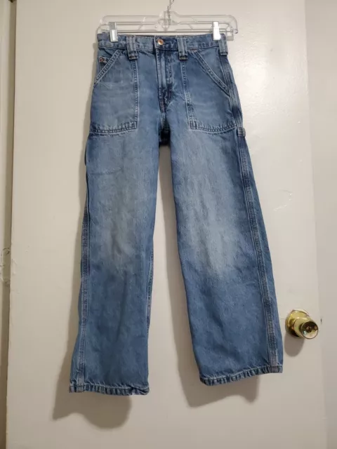 Gap Teen Carpenter Jeans Size 8 Medium Blue Distressed Denim Straight Leg Casual