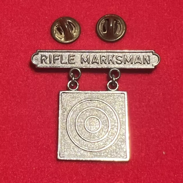 VIETNAM ERA USMC Marine Corps Rifle MARKSMAN Badge Pin STERLING Silver ...