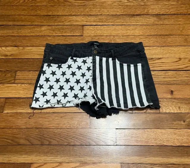 Forever 21 Shorts Women's Size 31 Black American Flat Patriotic Fourth Of July