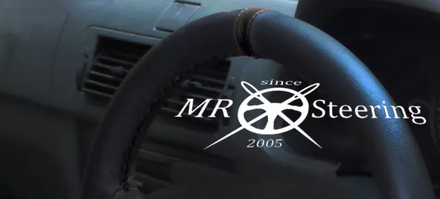 For 2008+ Peugeot Partner Mk2 Genuine Leather Steering Wheel Cover + Black Strap