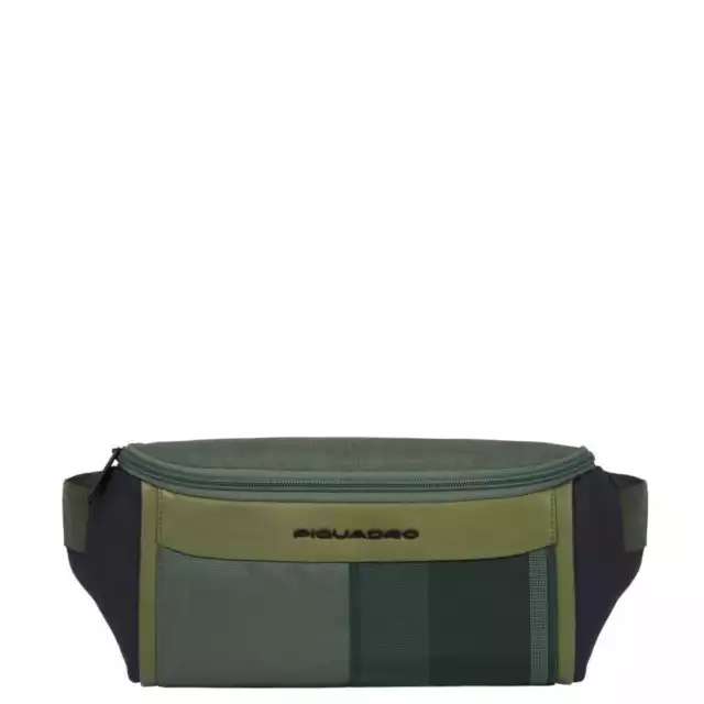 Moda Riñonera PIQUADRO S131 Cuero y Tejido Verde - CA6310S131-VE