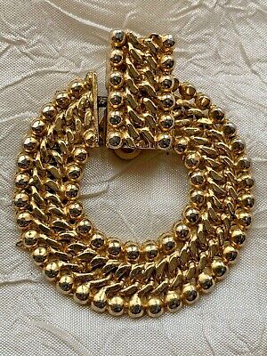 Vintage French Designer Huge Creoles Clip-on Earrings - Gilt metal 4.5cm 2