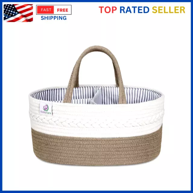 KiddyCare Baby Diaper Caddy Organizer - Stylish Rope Nursery Storage Bin
