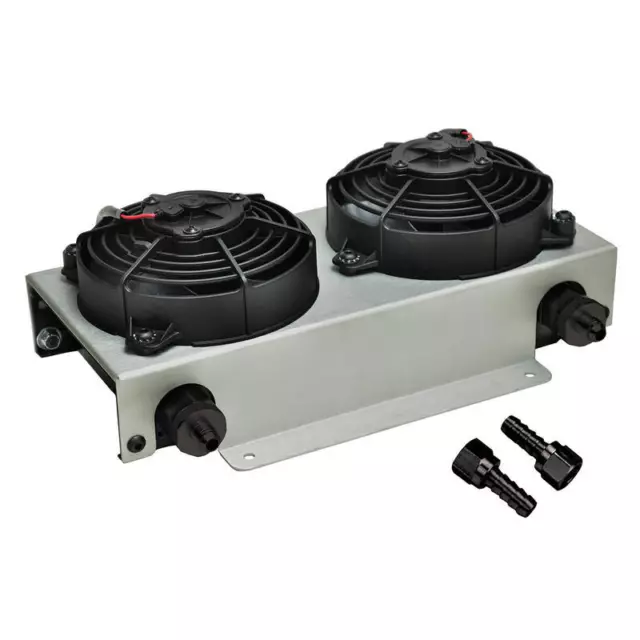 Derale Oil Cooler 13740; Hyper-Cool 13"x 7.375"x 4.875", Twin 5" Fans, -06AN