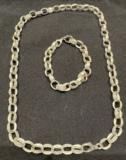 Ilias Lalaounis Chain/Links Necklace & Bracelet Set -Sterling Silver-Mint Cond!