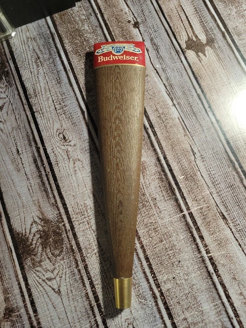 Budweiser Vintage Tap Handle - Wooden Oar style with brass finial and Bud topper