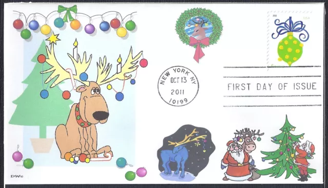 REINDEER  SANTA CLAUS  CHRISTMAS   TREE        FDC- DWc CACHET