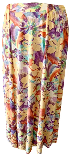 Gonna lunga vintage anni '90 giallo e viola floreale floreale taglia S