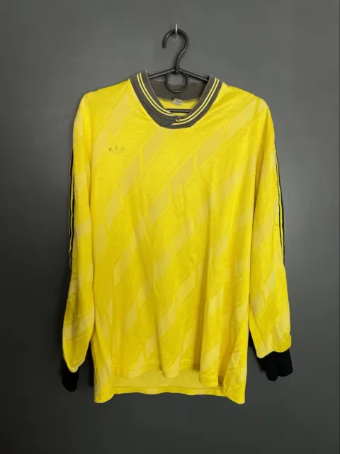 VINTAGE ADIDAS VENTEX 1980'S Football Long Sleeve Yellow Shirt