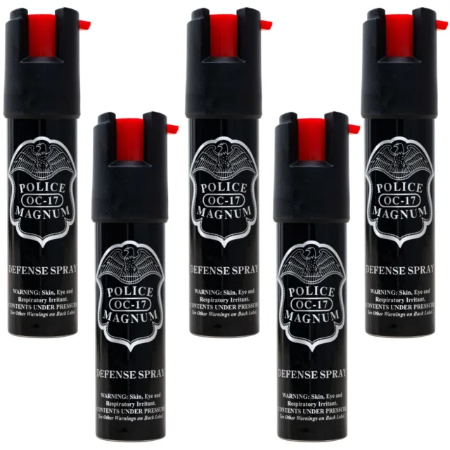 5 PACK Police Magnum pepper spray 3/4oz Safety Lock Defense Security Protection