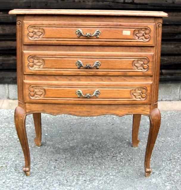 Stunning French Louis XV Carved Dak Oak Chest of 3 Drawers  - (CONB126)