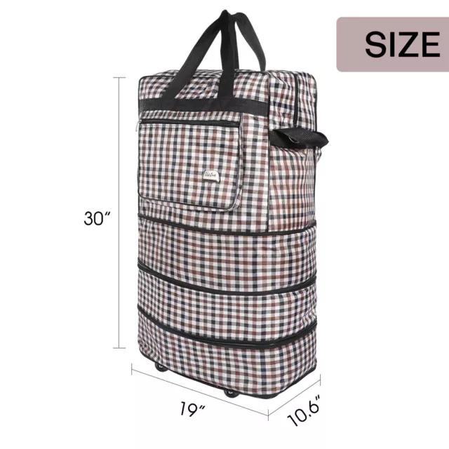 3-Layers Expandable Duffel Bag Suitcase Collapsible Rolling Wheeled Luggage Bag 11