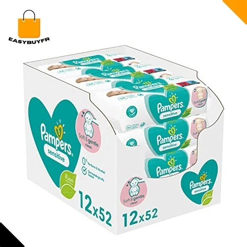 Pampers Lingettes Bébé Sensitive, 624 Lingettes (Lot de 12 x 52)