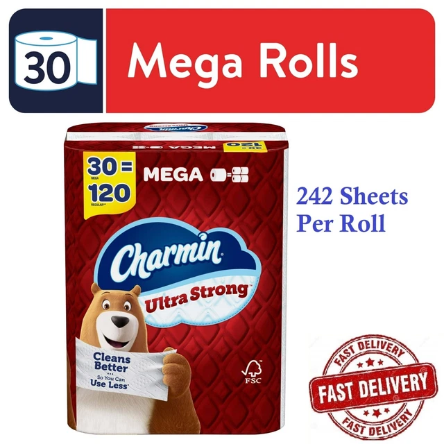 Charmin Ultra Strong Toilet Paper 9 Mega Rolls, 242 Sheets Per Roll