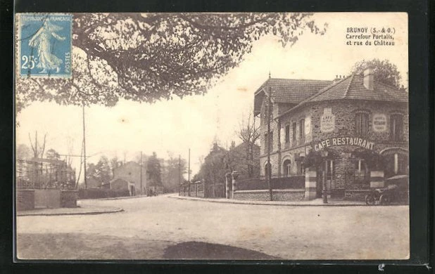 CPA Brunoy, Carrefour Portalis and rue du Chateau 1925