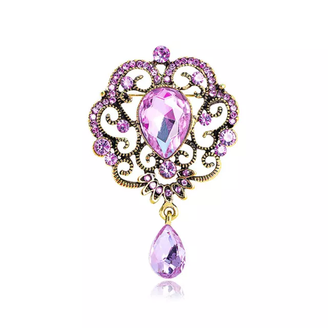 Water Drop Crystal Rhinestones Brooches Pin for Women Wedding Jewelry Gi~xp