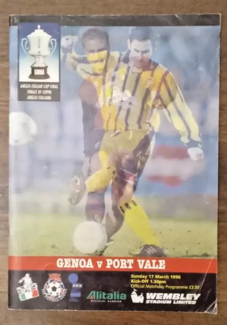 Genoa vs Port Vale - Anglo-Italian Cup - 1996 Wembley Final Brochure