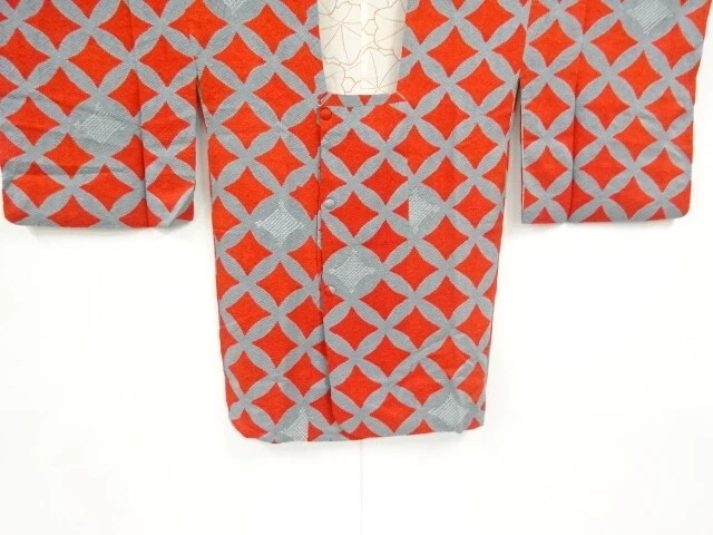 37343# Japanese Kimono / Antique Michiyuki Coat / Shibori / Shippo Pattern