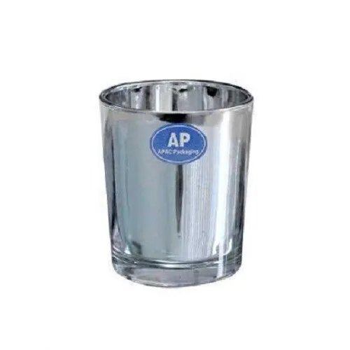 Silver Mirror Glass Cylinder Votive H6.5cm - Tea Light Candle Holder Decoration