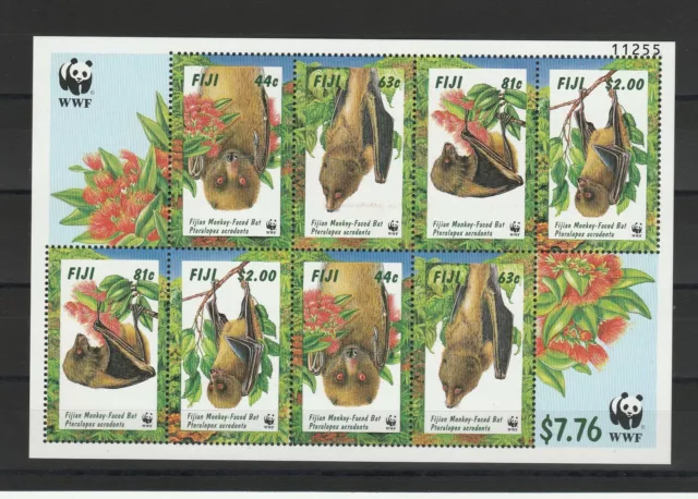Fiji 1995 Fauna Wwf Fledermäuse 8 Werte Im Bf MNH MF71557