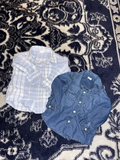 Boys Set Of 2 12-18 Months Baby Gap Button Up Long Sleeve Shirt