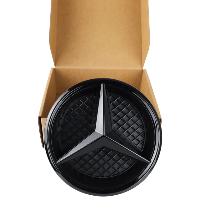 thumbnail interactive-video image 1 of Genuine Mercedes-Benz W213 W238 Black 3D Mirror Grille Emblem – A0008880100, Gloss Black, 7.2 Inch 1 of 2
