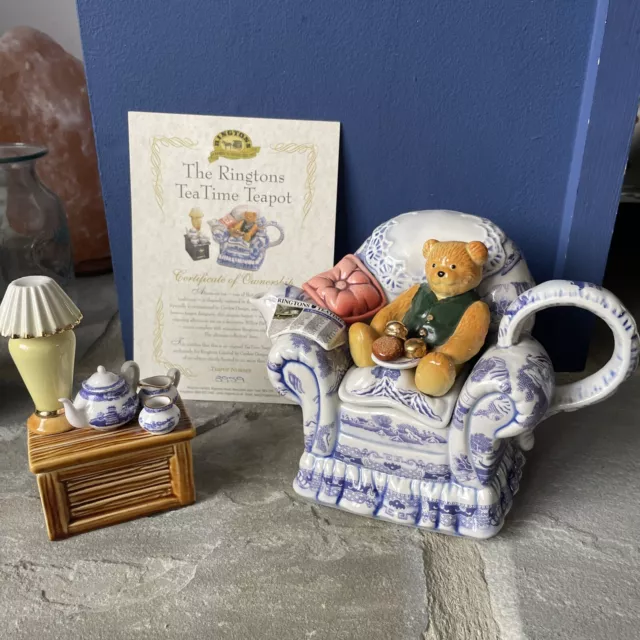 Paul Cardew Ringtons Teddy Bear Blue Armchair Teatime Teapot Ltd Edition