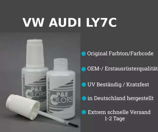 Lackstift-Set für VW AUDI LY7C NARDOGRAU mit Klarlack je 20ml inkl. Tupfer 2