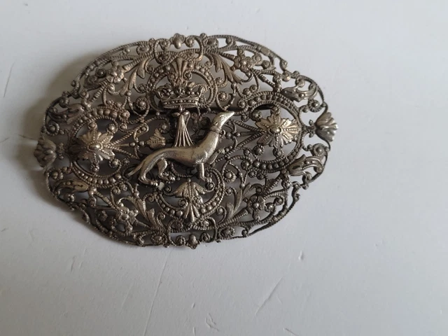 Broche ancienne Anne de Bretagne/ Hermine argenté 2,8 x 2