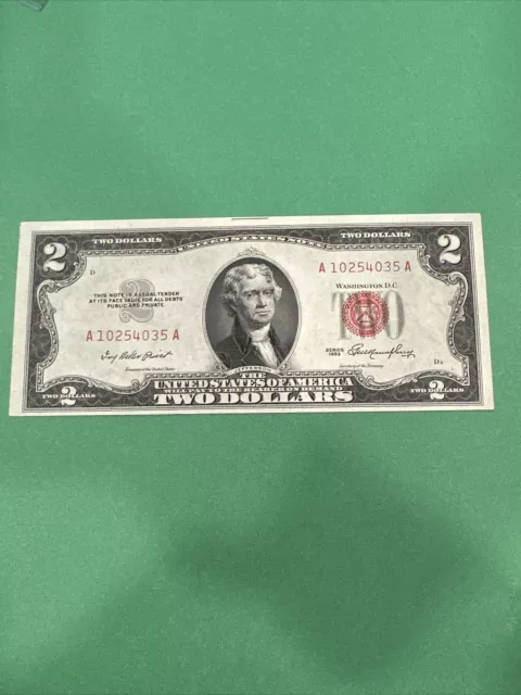 CRISP AU/CU 1953 $2 Dollar Bill Red Seal United States Note UNC UNCIRCULATED
