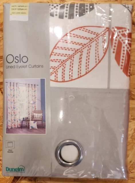 DUNELM LINED EYELET Curtains 1 Pair each panel 66"X54" Tropical Leaf